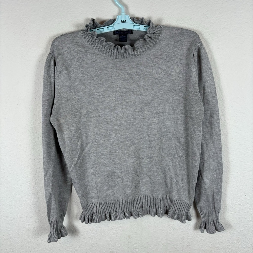 Select + Trend Womens Sweater Sz L Large Long Sleeve Gray Solid Excellent